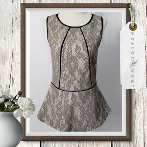 Anthropologie  Weston Wear Brown lace peplum tank top xs